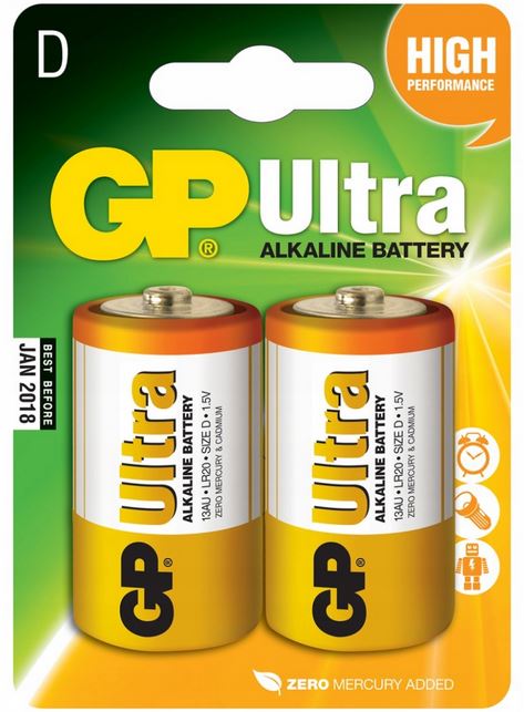 BATERIA GP ULTRA ALKALINE D 13AU-U2 1,5V (10)(80 BATERIA GP ULTRA ALKALINE D 13AU-U2 1,5V (10)(80